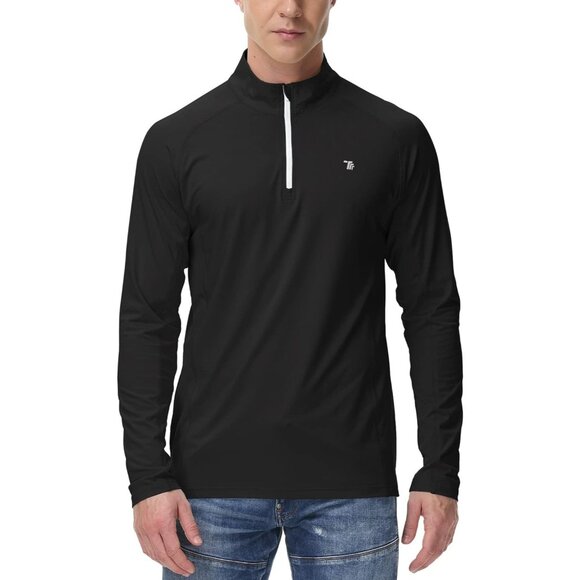 🆕 Men Black Pullover Golf Polo Shirts Long Sleeve Breathable Soft Running Tops - Picture 3 of 7